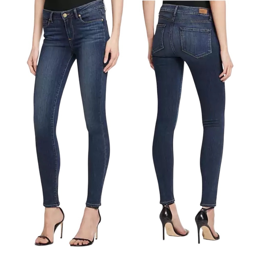 Paige Womens Skyline Jeans Size 28 Blue Creased Mid Rise Denim Trouser